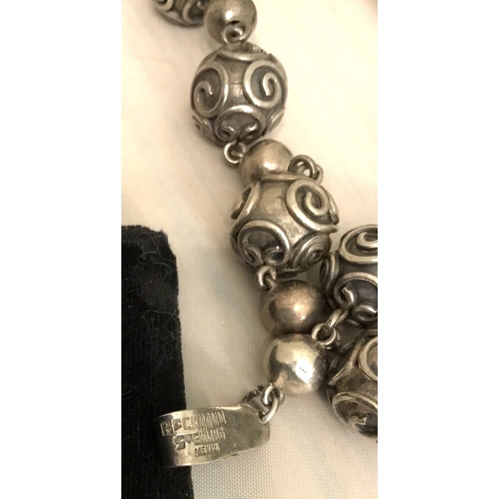 Vintage Carmen Beckmann Mexican Sterling Bead 16.5” Necklace - Picture 8 of 8
